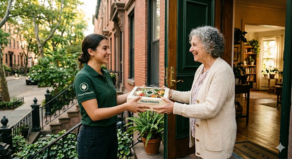 A fresh, healthy meal being delivered to a member's door
